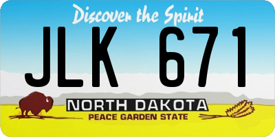 ND license plate JLK671