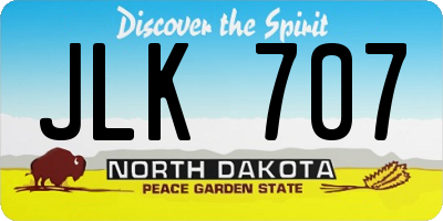 ND license plate JLK707