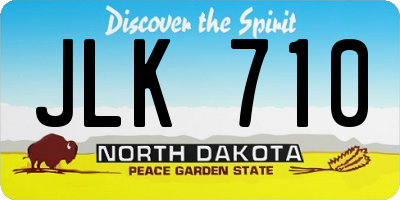 ND license plate JLK710