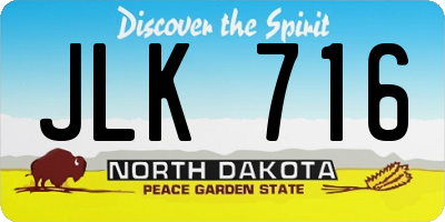ND license plate JLK716