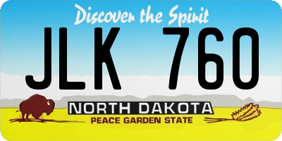 ND license plate JLK760