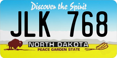 ND license plate JLK768