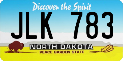ND license plate JLK783