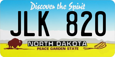 ND license plate JLK820