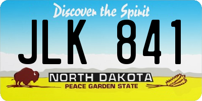 ND license plate JLK841