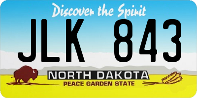 ND license plate JLK843