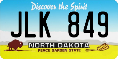 ND license plate JLK849