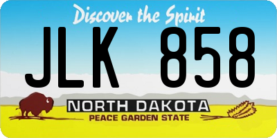 ND license plate JLK858