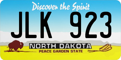 ND license plate JLK923