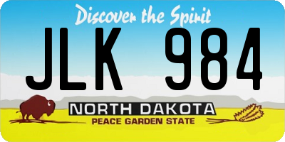 ND license plate JLK984