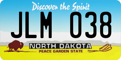 ND license plate JLM038