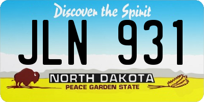 ND license plate JLN931