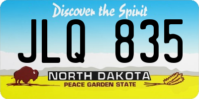 ND license plate JLQ835