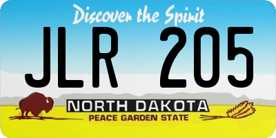 ND license plate JLR205