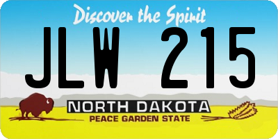 ND license plate JLW215
