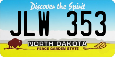 ND license plate JLW353