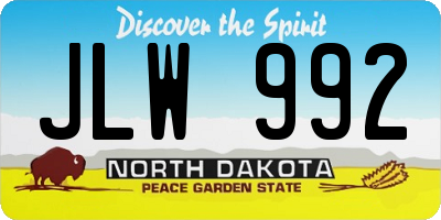 ND license plate JLW992