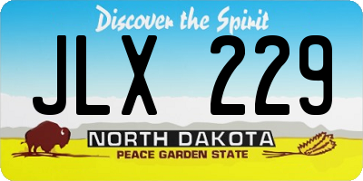 ND license plate JLX229