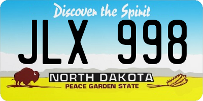 ND license plate JLX998
