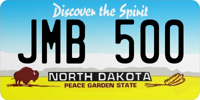 ND license plate JMB500