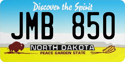 ND license plate JMB850