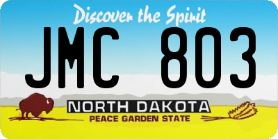 ND license plate JMC803