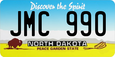 ND license plate JMC990