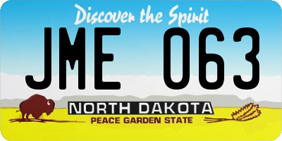 ND license plate JME063