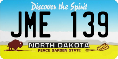 ND license plate JME139