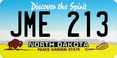 ND license plate JME213