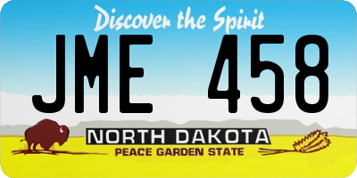 ND license plate JME458