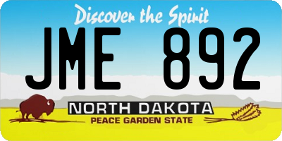 ND license plate JME892