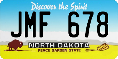 ND license plate JMF678