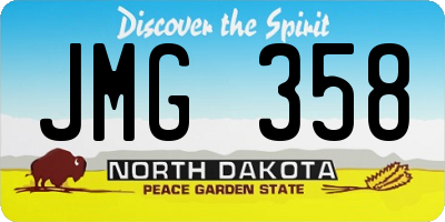 ND license plate JMG358