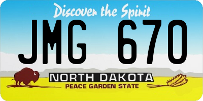 ND license plate JMG670