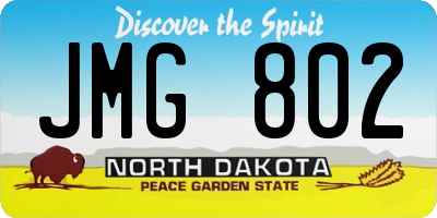 ND license plate JMG802