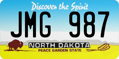 ND license plate JMG987