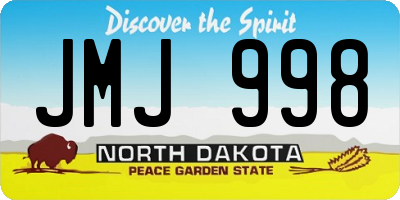 ND license plate JMJ998