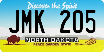 ND license plate JMK205