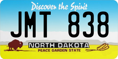 ND license plate JMT838