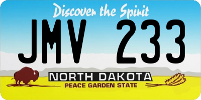 ND license plate JMV233