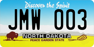 ND license plate JMW003