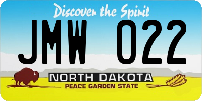 ND license plate JMW022