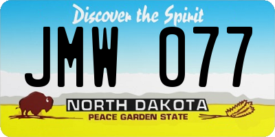 ND license plate JMW077