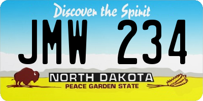 ND license plate JMW234