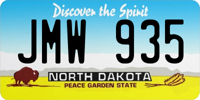 ND license plate JMW935