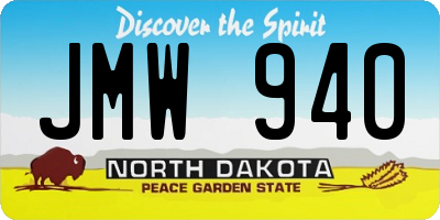 ND license plate JMW940