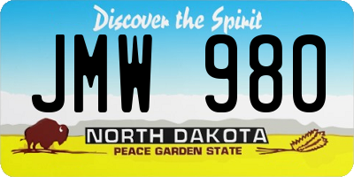 ND license plate JMW980