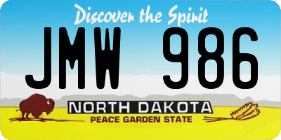 ND license plate JMW986