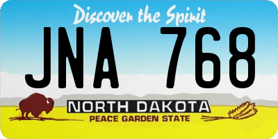 ND license plate JNA768